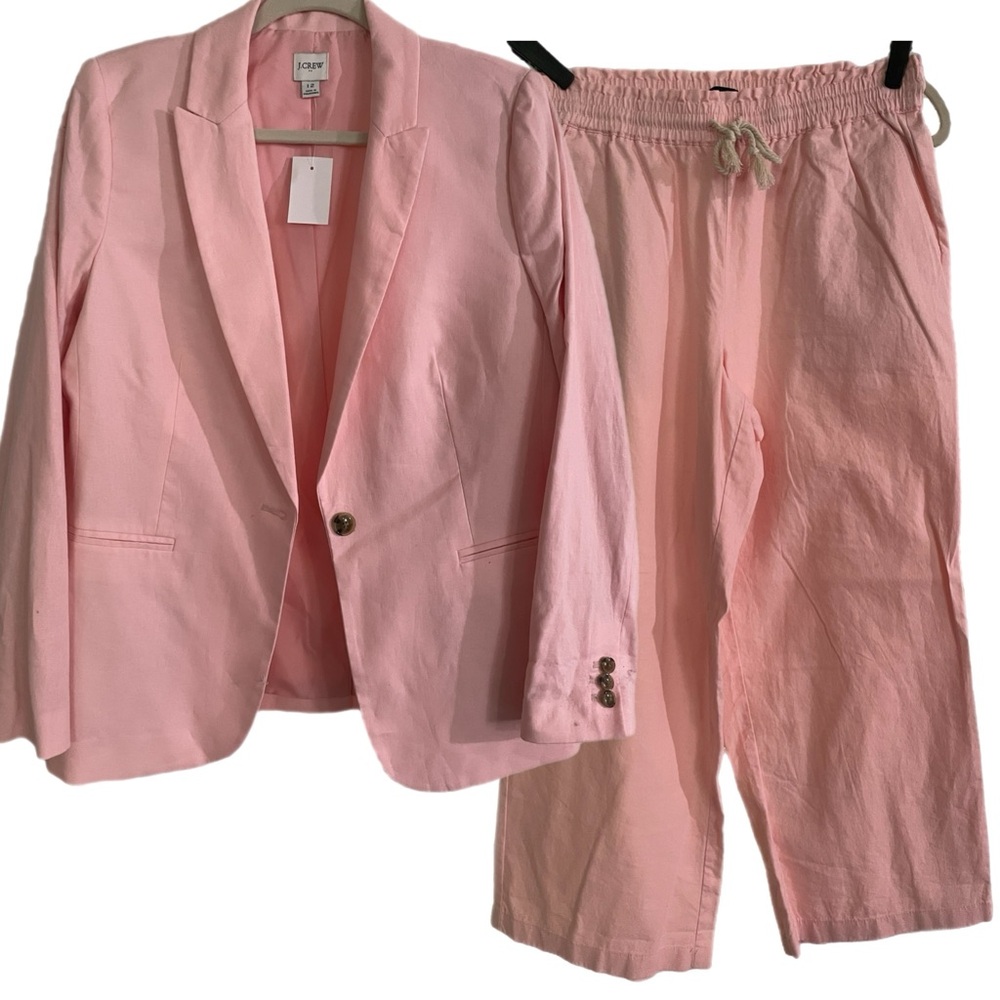 J. Crew Factory Pink Blazer and Drawstring Pants Set